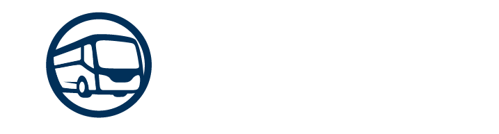 an all-white Elk Grove charter bus rentals logo